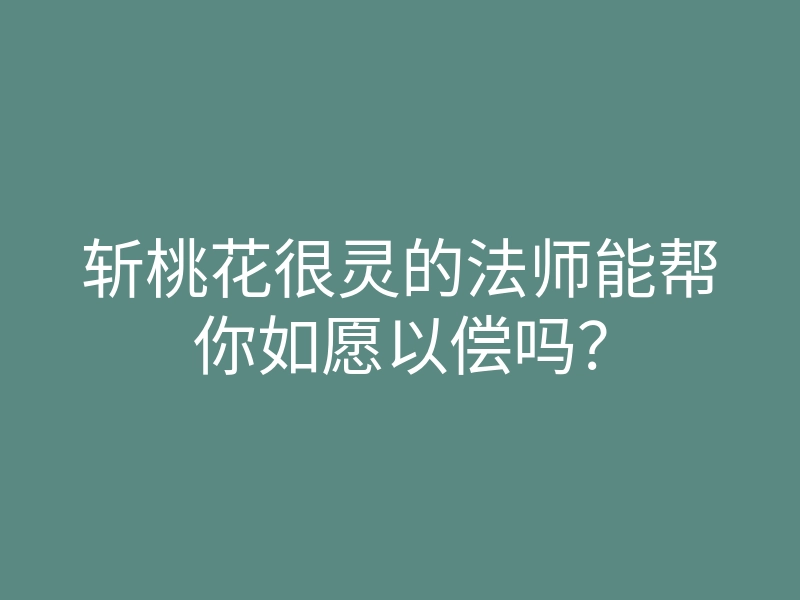 斩桃花很灵的法师能帮你如愿以偿吗?