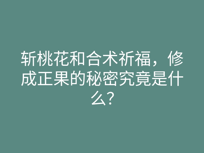 斩桃花和合术祈福,修成正果的秘密究竟是什么?