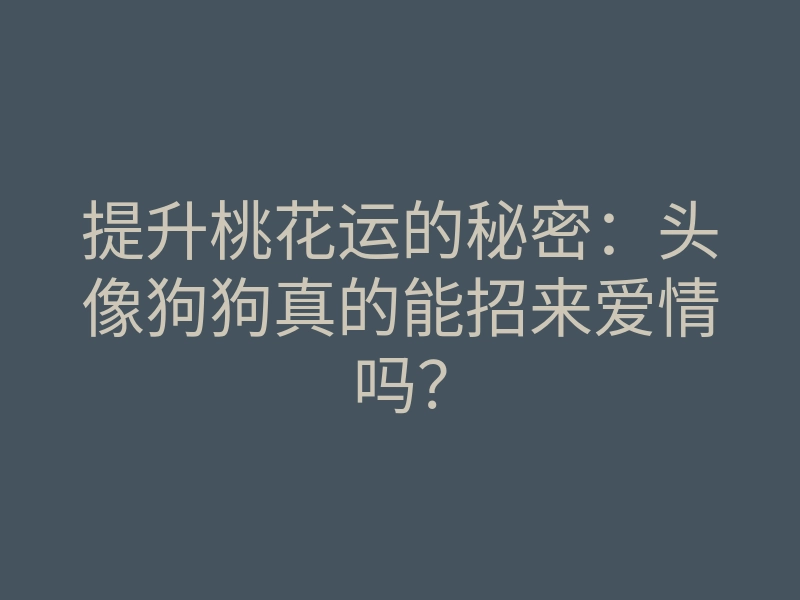 提升桃花运的秘密：头像狗狗真的能招来爱情吗？