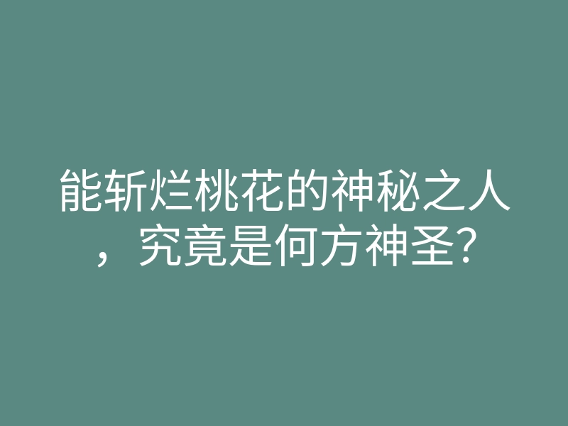 能斩烂桃花的神秘之人,究竟是何方神圣?