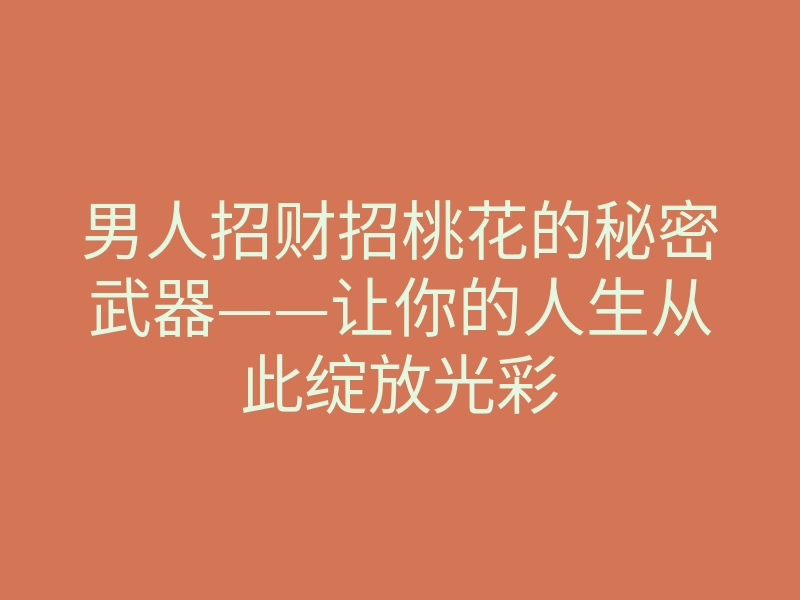 男人招财招桃花的秘密武器——让你的人生从此绽放光彩