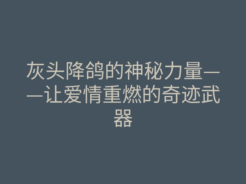 灰头降鸽的神秘力量——让爱情重燃的奇迹武器