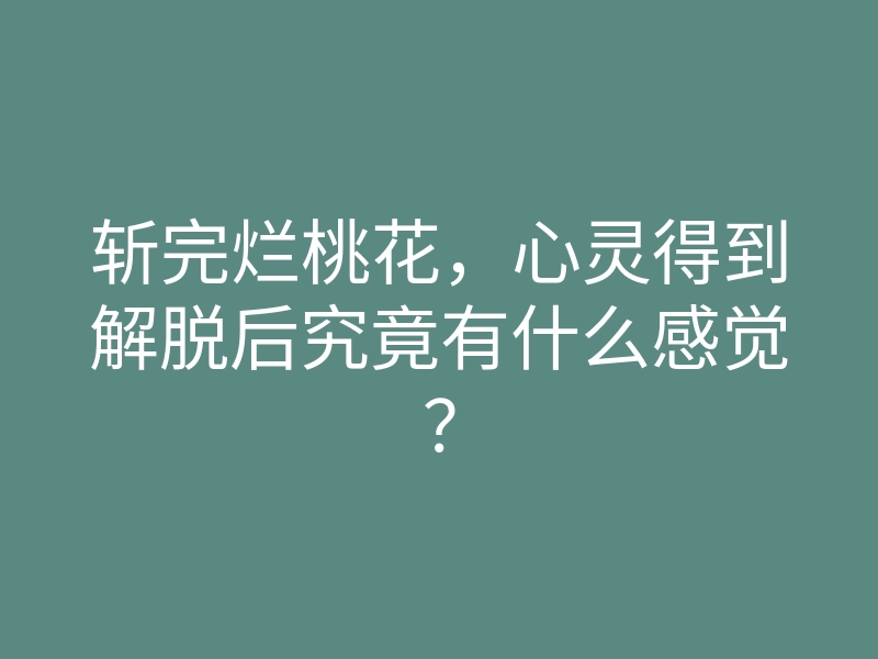斩完烂桃花,心灵得到解脱后究竟有什么感觉?
