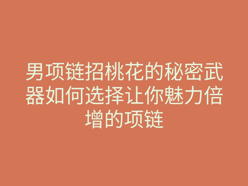 男项链招桃花的秘密武器如何选择让你魅力倍增的项链