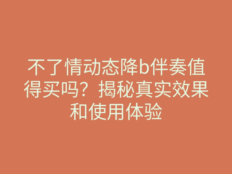 不了情动态降b伴奏值得买吗?揭秘真实效果和使用体验