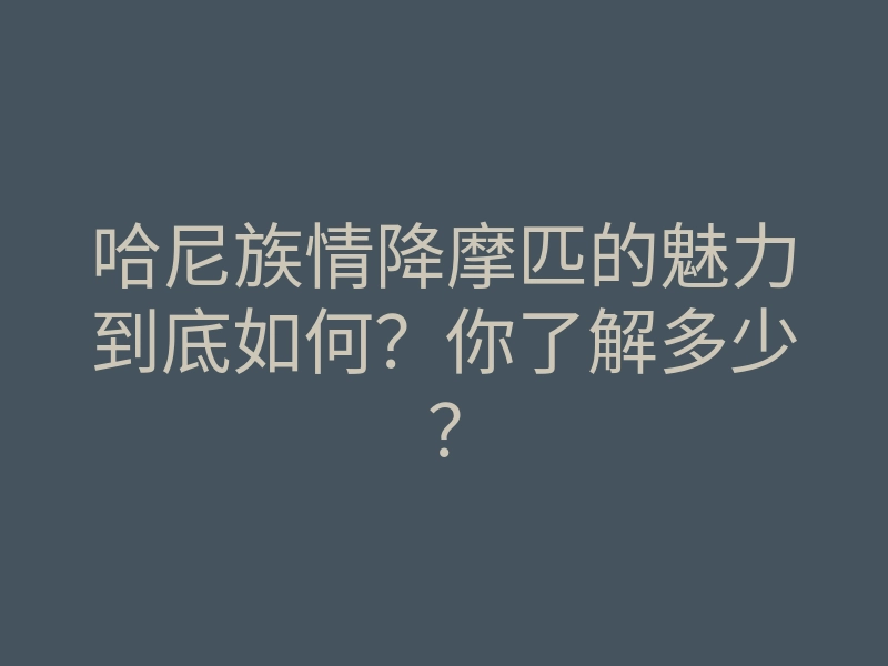 哈尼族情降摩匹的魅力到底如何?你了解多少?