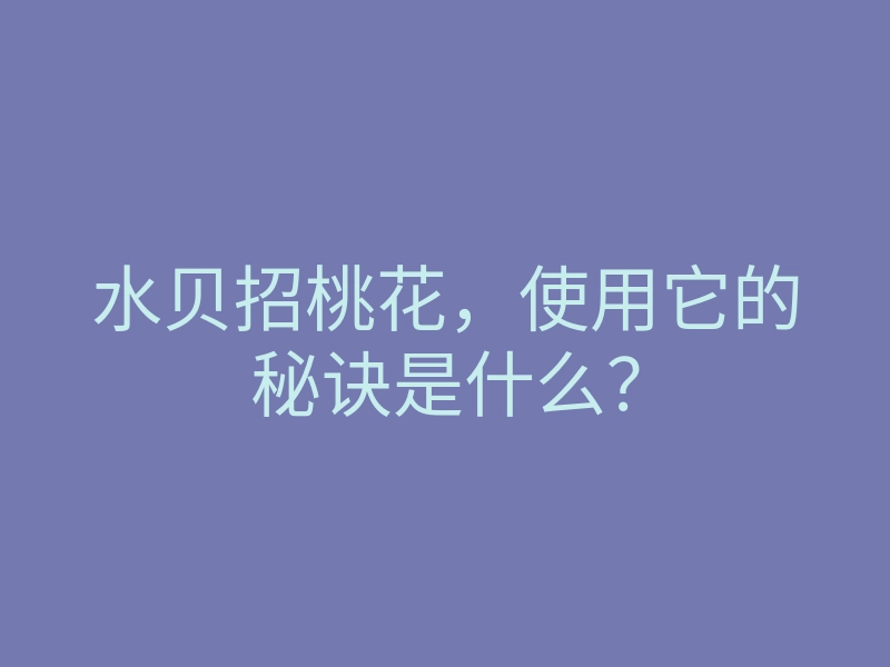 水贝招桃花,使用它的秘诀是什么?