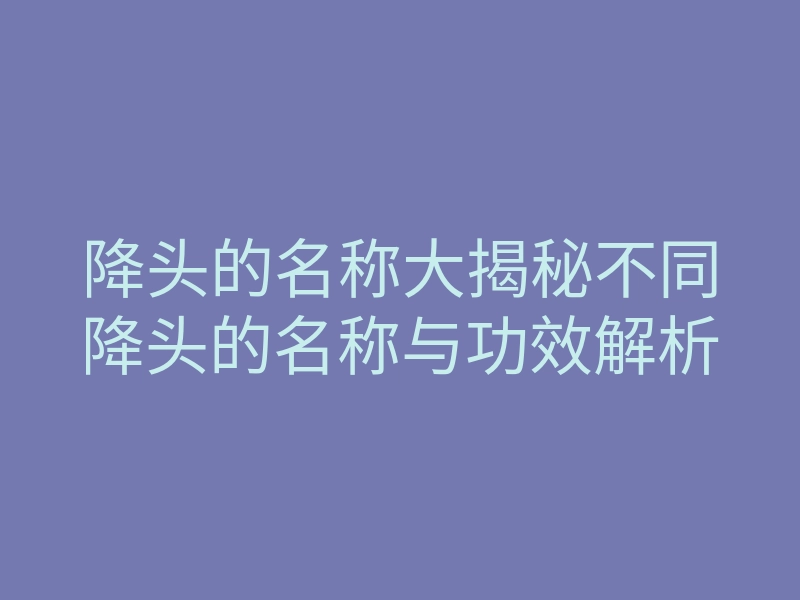降头的名称大揭秘不同降头的名称与功效解析