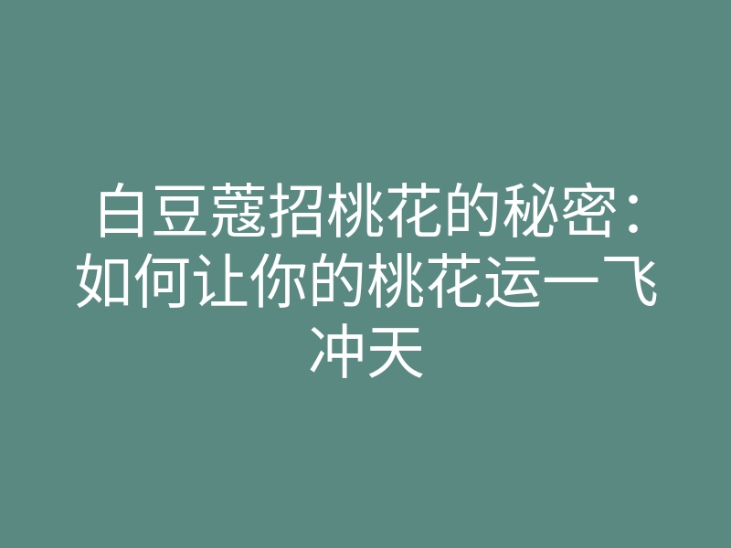 白豆蔻招桃花的秘密:如何让你的桃花运一飞冲天
