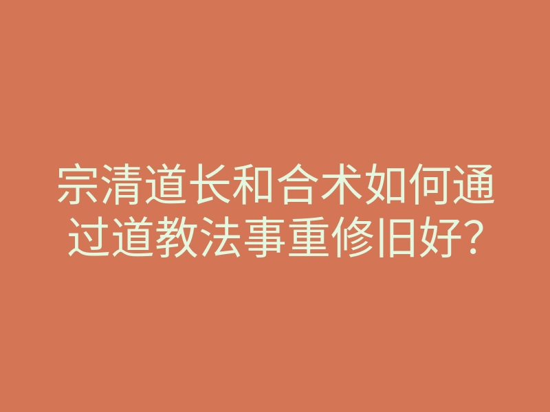 宗清道长和合术如何通过道教法事重修旧好?