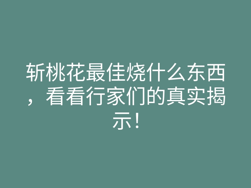 斩桃花最佳烧什么东西，看看行家们的真实揭示！