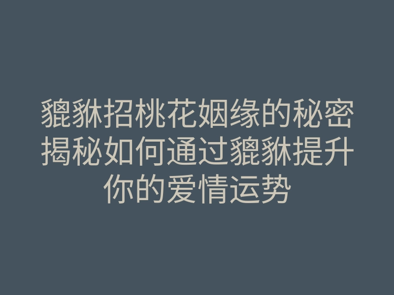 貔貅招桃花姻缘的秘密揭秘如何通过貔貅提升你的爱情运势
