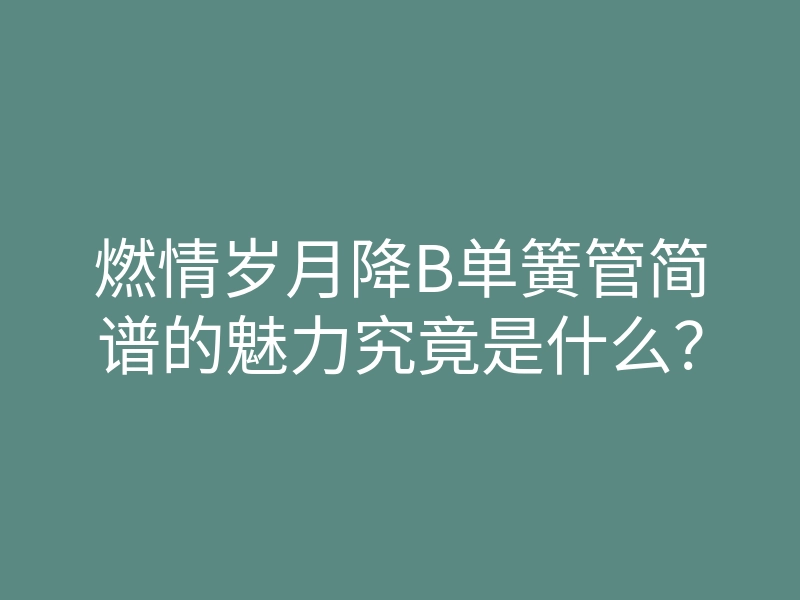 燃情岁月降B单簧管简谱的魅力究竟是什么？