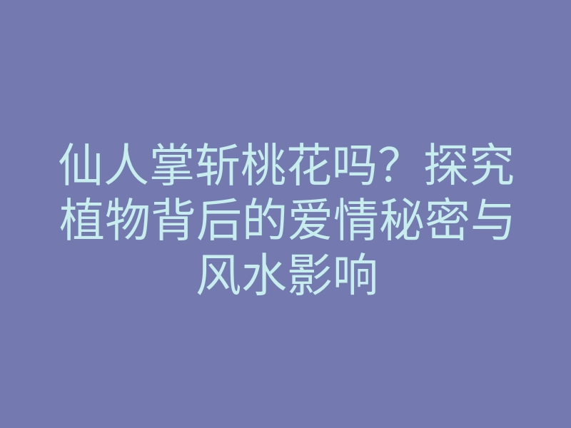 仙人掌斩桃花吗?探究植物背后的爱情秘密与风水影响