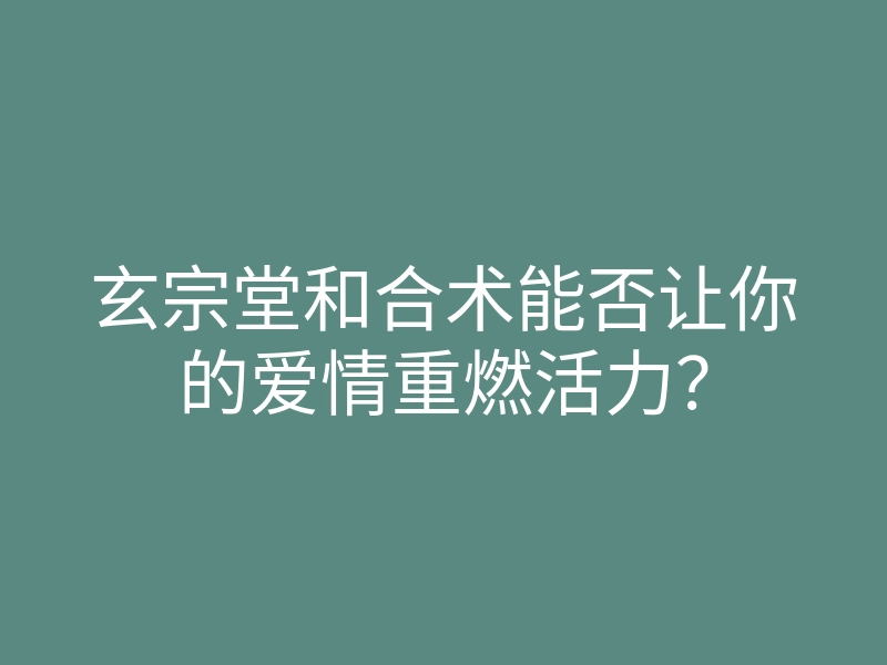 玄宗堂和合术能否让你的爱情重燃活力?