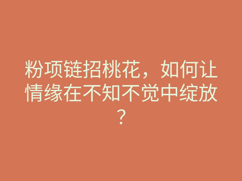 粉项链招桃花,如何让情缘在不知不觉中绽放?