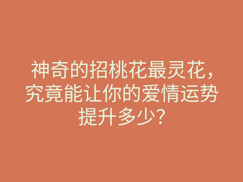 神奇的招桃花最灵花，究竟能让你的爱情运势提升多少？