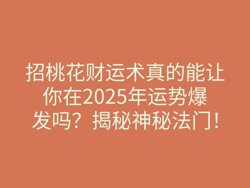 招桃花财运术真的能让你在2025年运势爆发吗?揭秘神秘法门!