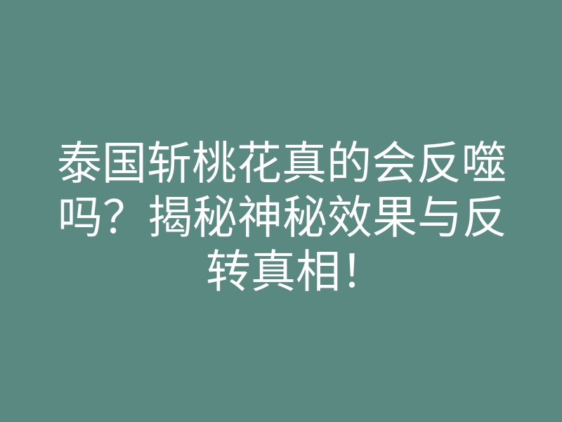 泰国斩桃花真的会反噬吗?揭秘神秘效果与反转真相!