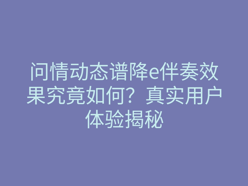 问情动态谱降e伴奏效果究竟如何?真实用户体验揭秘