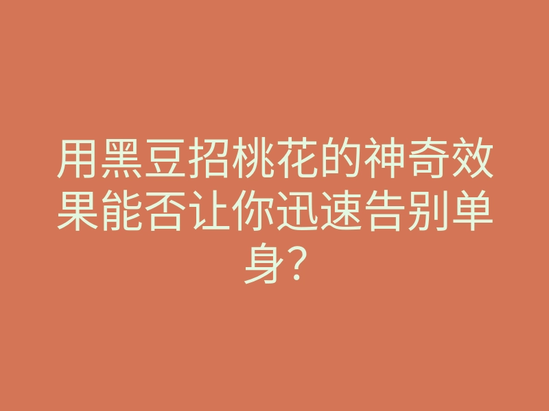 用黑豆招桃花的神奇效果能否让你迅速告别单身?