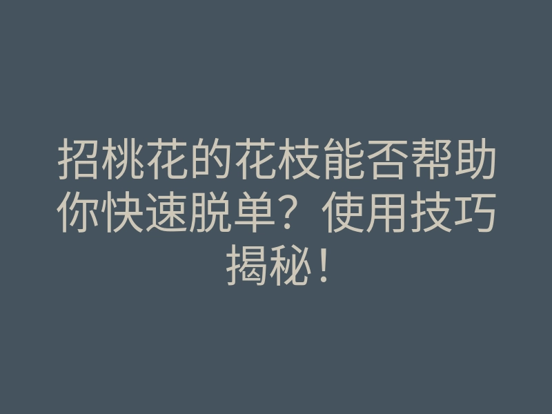 招桃花的花枝能否帮助你快速脱单？使用技巧揭秘！