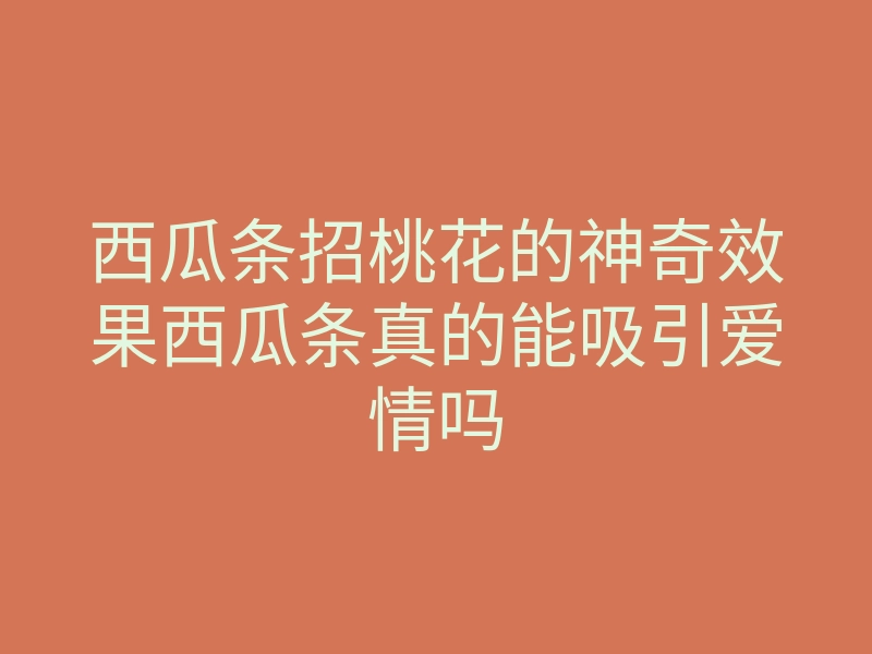 西瓜条招桃花的神奇效果西瓜条真的能吸引爱情吗