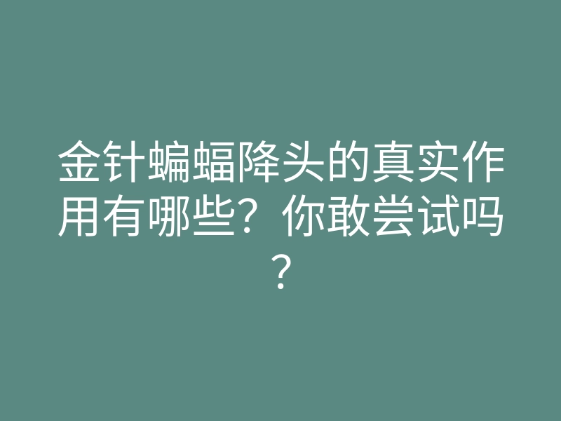 金针蝙蝠降头的真实作用有哪些?你敢尝试吗?
