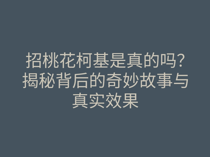 招桃花柯基是真的吗?揭秘背后的奇妙故事与真实效果