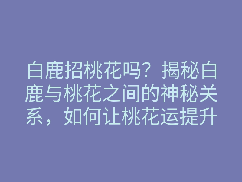 白鹿招桃花吗?揭秘白鹿与桃花之间的神秘关系,如何让桃花运提升