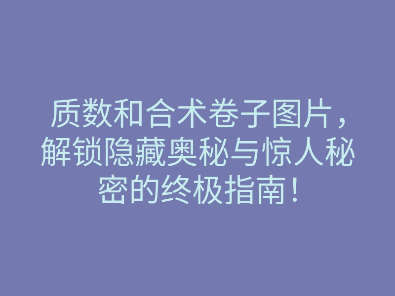 质数和合术卷子图片，解锁隐藏奥秘与惊人秘密的终极指南！