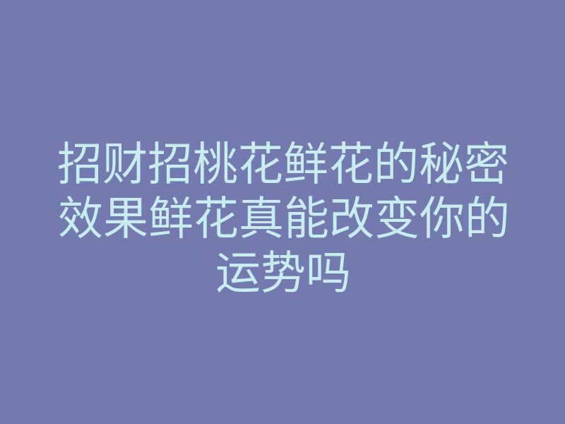 招财招桃花鲜花的秘密效果鲜花真能改变你的运势吗