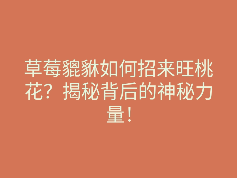 草莓貔貅如何招来旺桃花？揭秘背后的神秘力量！