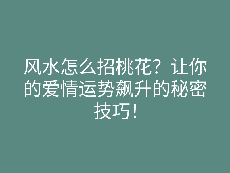 风水怎么招桃花?让你的爱情运势飙升的秘密技巧!