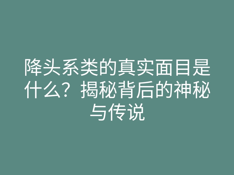 降头系类的真实面目是什么？揭秘背后的神秘与传说