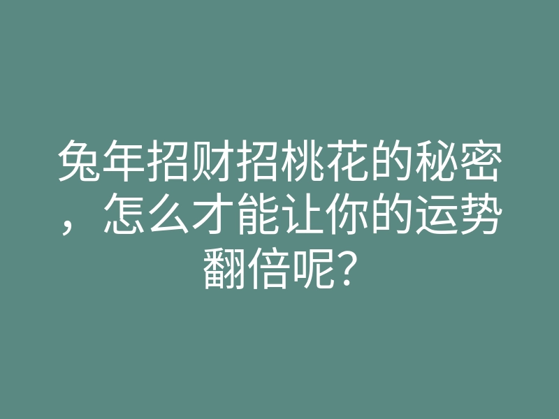 兔年招财招桃花的秘密,怎么才能让你的运势翻倍呢?