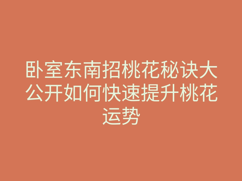卧室东南招桃花秘诀大公开如何快速提升桃花运势