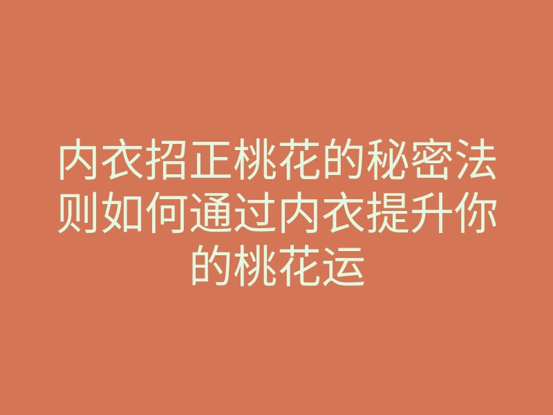 内衣招正桃花的秘密法则如何通过内衣提升你的桃花运