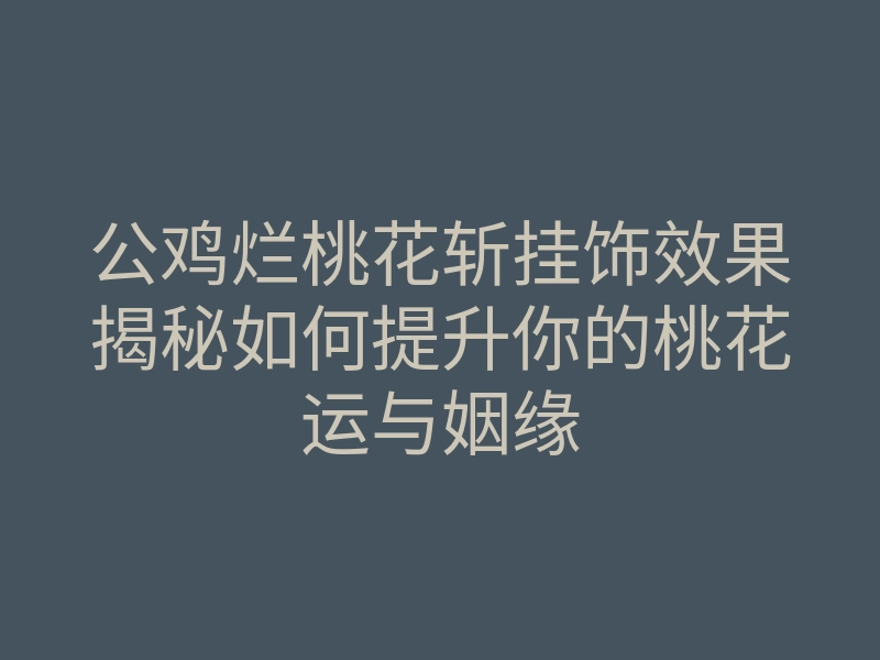 公鸡烂桃花斩挂饰效果揭秘如何提升你的桃花运与姻缘