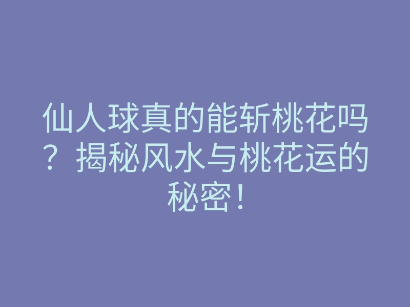 仙人球真的能斩桃花吗?揭秘风水与桃花运的秘密!