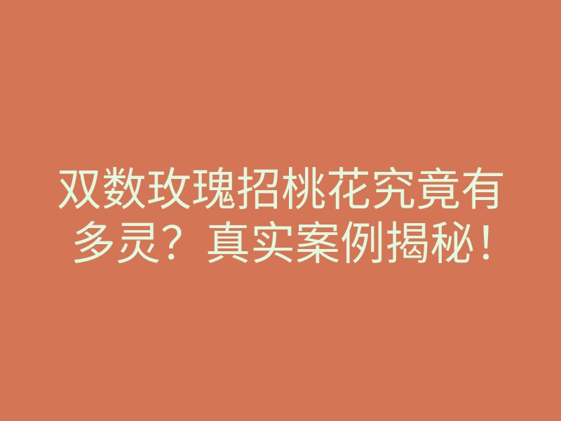 双数玫瑰招桃花究竟有多灵?真实案例揭秘!
