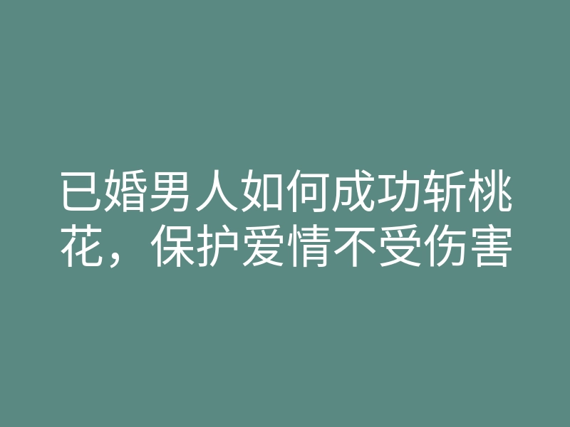已婚男人如何成功斩桃花,保护爱情不受伤害
