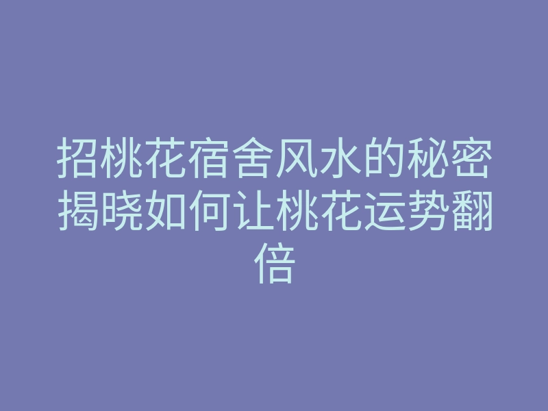 招桃花宿舍风水的秘密揭晓如何让桃花运势翻倍