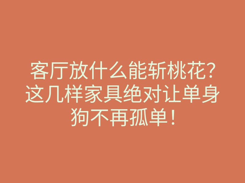 客厅放什么能斩桃花?这几样家具绝对让单身狗不再孤单!