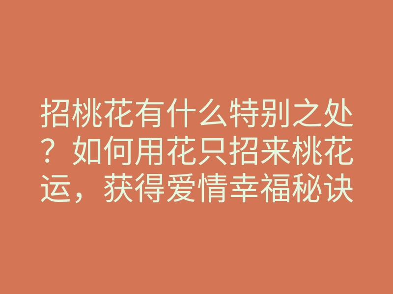 招桃花有什么特别之处?如何用花只招来桃花运,获得爱情幸福秘诀