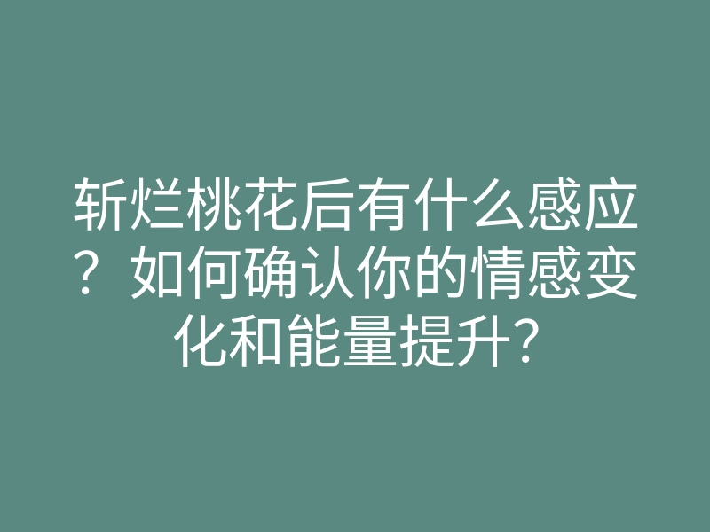 斩烂桃花后有什么感应?如何确认你的情感变化和能量提升?