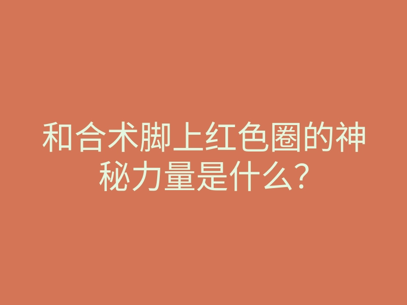 和合术脚上红色圈的神秘力量是什么?