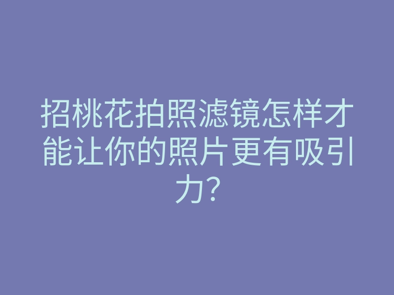 招桃花拍照滤镜怎样才能让你的照片更有吸引力?