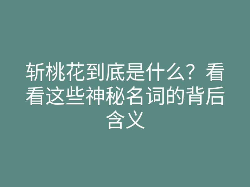 斩桃花到底是什么?看看这些神秘名词的背后含义