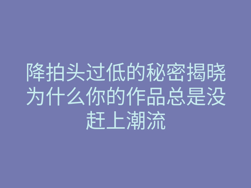 降拍头过低的秘密揭晓为什么你的作品总是没赶上潮流